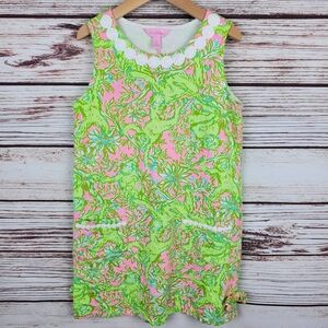 Lilly Pulitzer Girls Large 8-10 Green/Pink "Chimply Chic" Terry Shift Dress #139